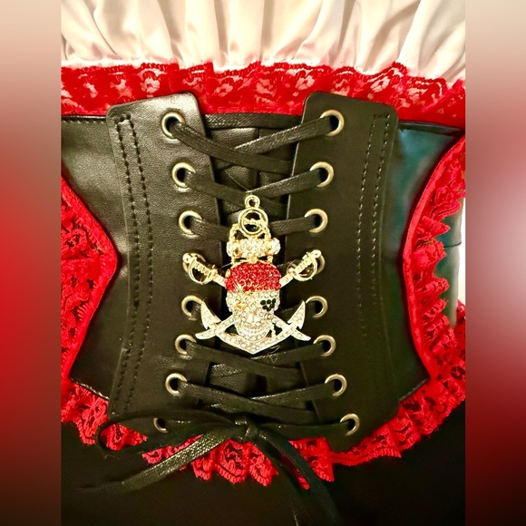 Pirate Black and Red Lace-Up Corset Belt Sz S/M main image 6